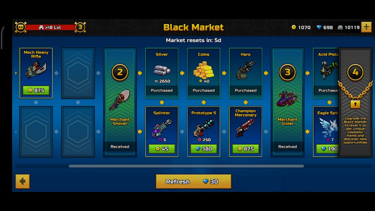Buying Champion Mercenary in Black Market for 875 coins in Pixel Gun 3d