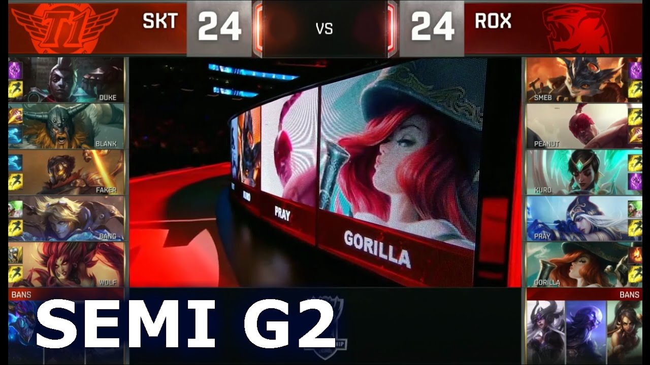 SKT vs ROX - Game 2 Semi Finals Worlds 2016 | LoL S6 World Championship SK Telecom T1 vs Rox Tigers