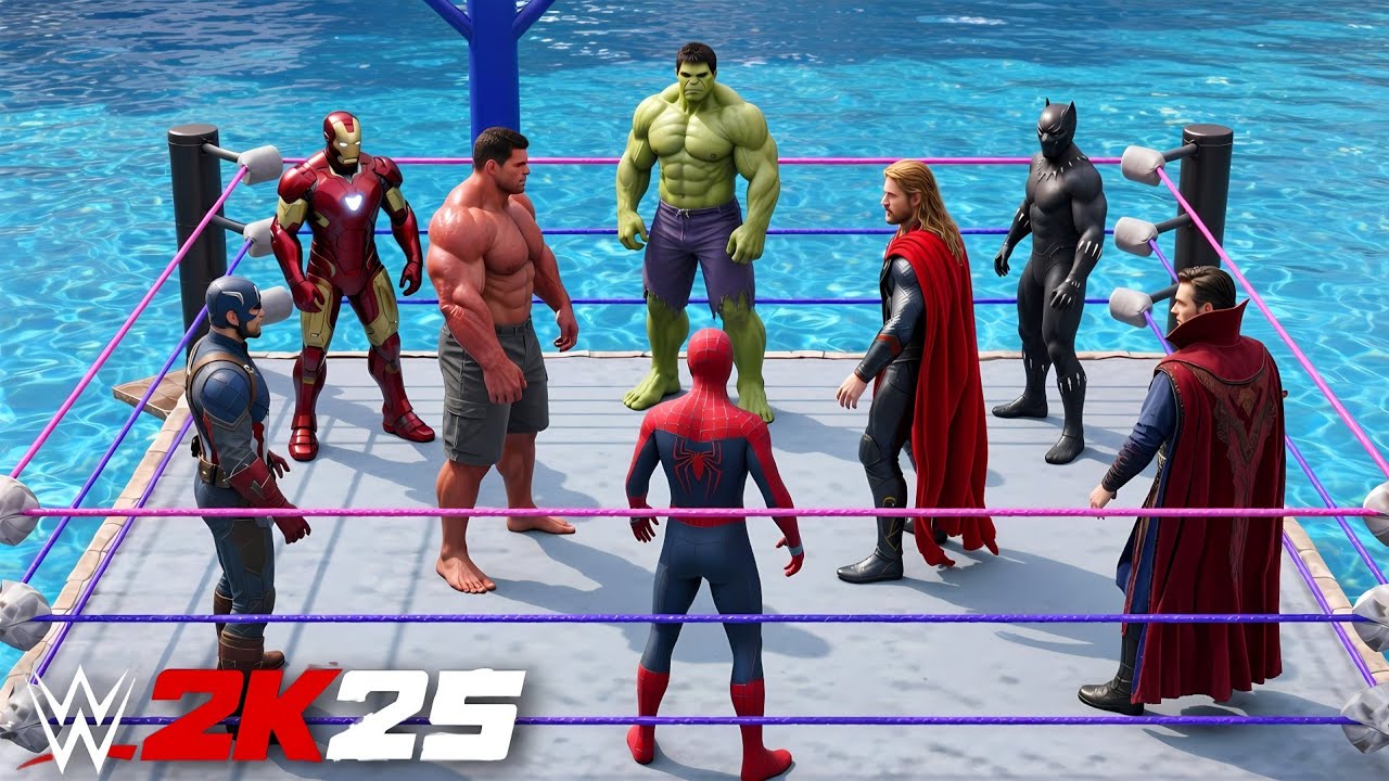 I Put All Avengers in Water Battle Royale Match - WWE 2K25