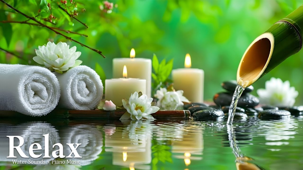 Relaxing Piano with Water Fountain Sounds 🌿 Calm Anxiety, Heal Mind & Body