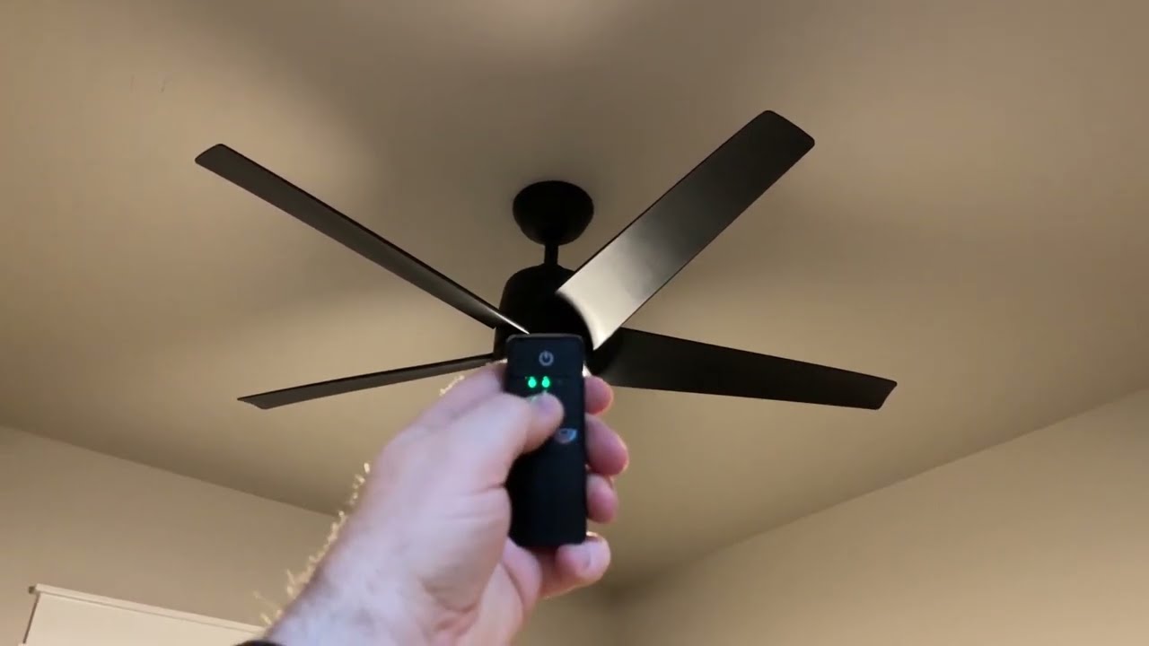 Hampton Bay Mena 54 in  White Color Changing Integrated LED IndoorOutdoor Matte Black Ceiling Fan