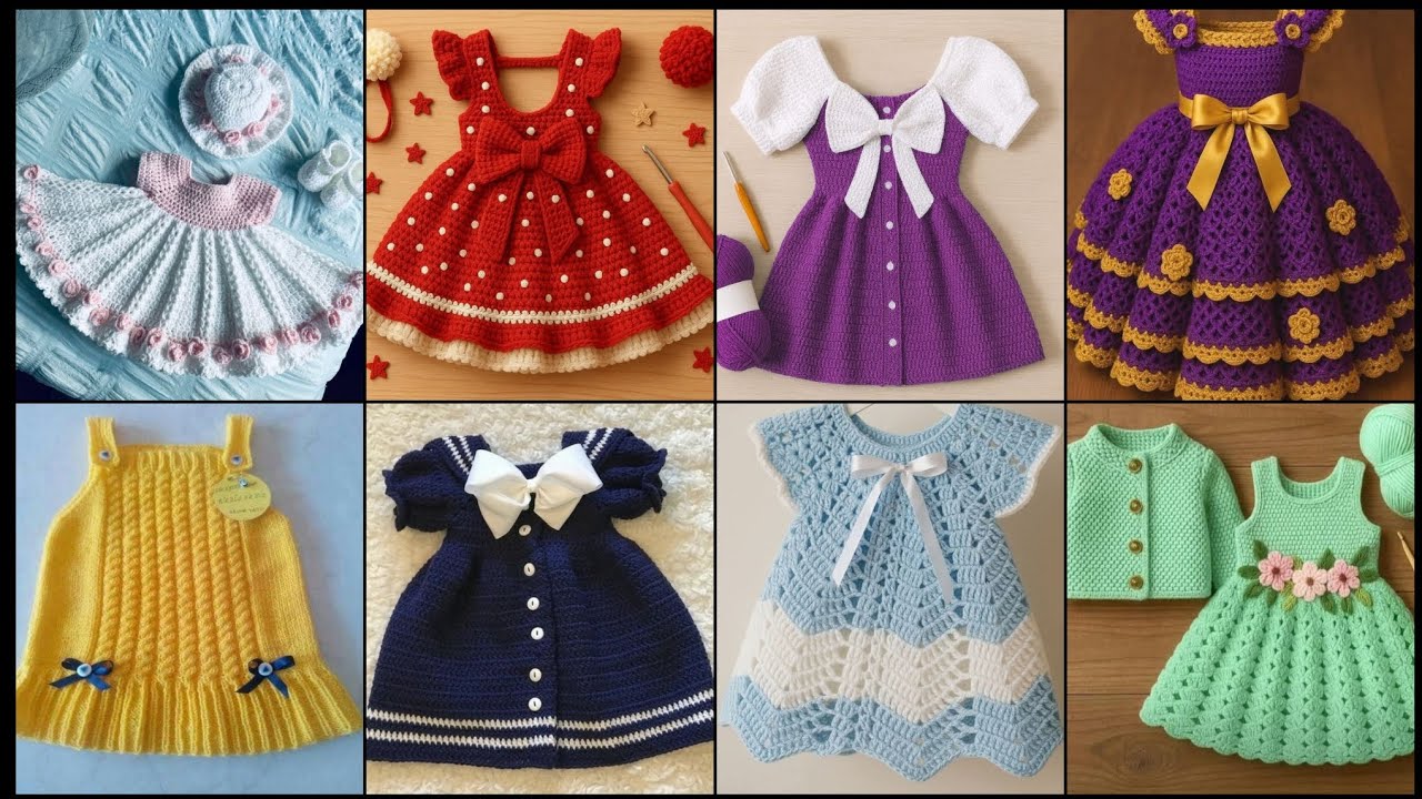 Fabulous unique fantastic crochet pattern of handmade baby girls frocks outfits dresses designs idea