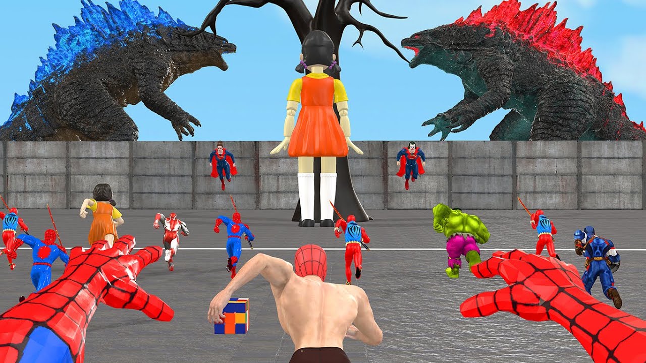 Siêu nhân nhện🔴Game playing Spider Man Rescue Iron Man vs Hulk vs Venom vs Superman vs Godzilla