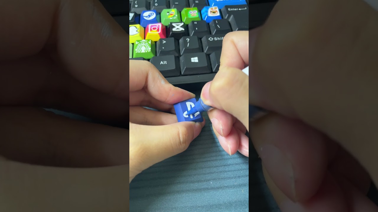 Drawing PlayStation on the keyboard #shorts #diy #art #keyboard #tiktok #trending #fyp #playstation