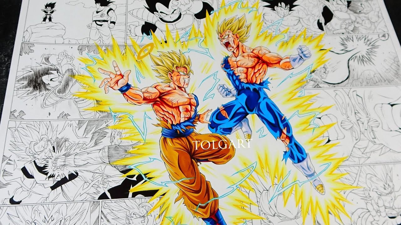REAL TIME Drawing of GOKU vs VEGETA all Fights from DBZ - Part 2 of 2