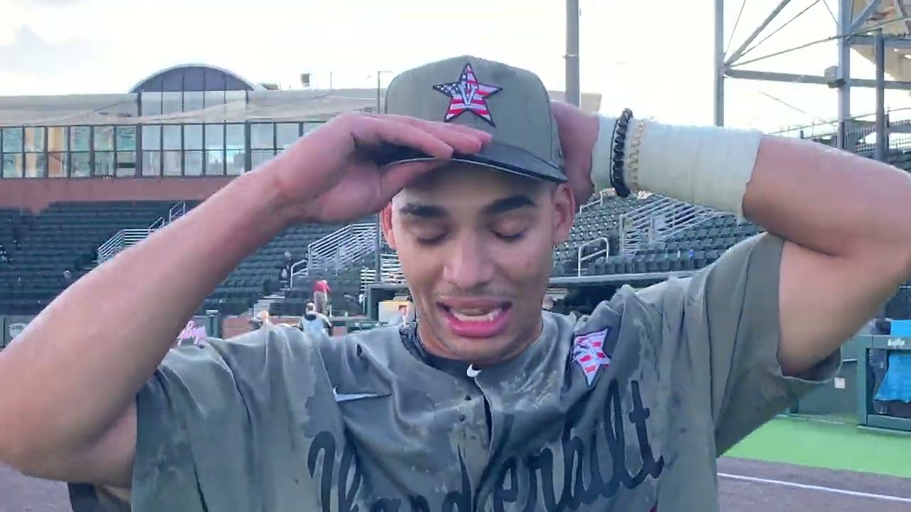 Vanderbilt catcher Alan Espinal gets an ice bath after walking off Kentucky