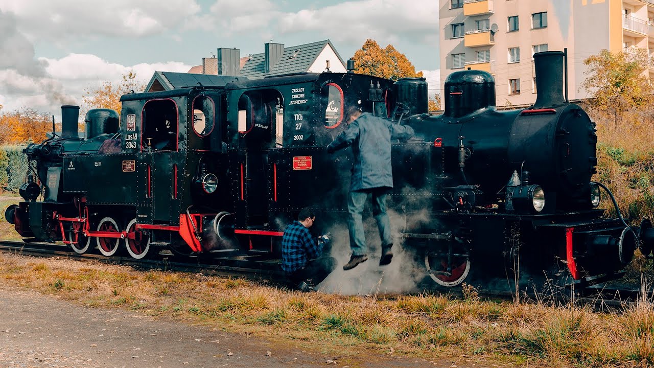 Postój parowozów  Las49 3343, Ryś TKb27 2002 - jesień 2024
