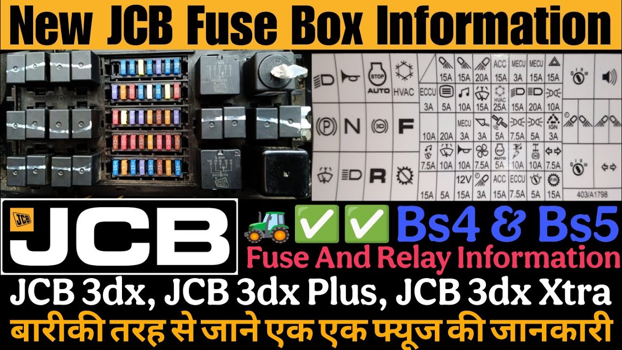 JCB 3DX PLUS 74HP FUSE BOX KI JAANKARI जेसीबी फ्यूज बॉक्स की फुल जानकारी JCB Fuse Information 