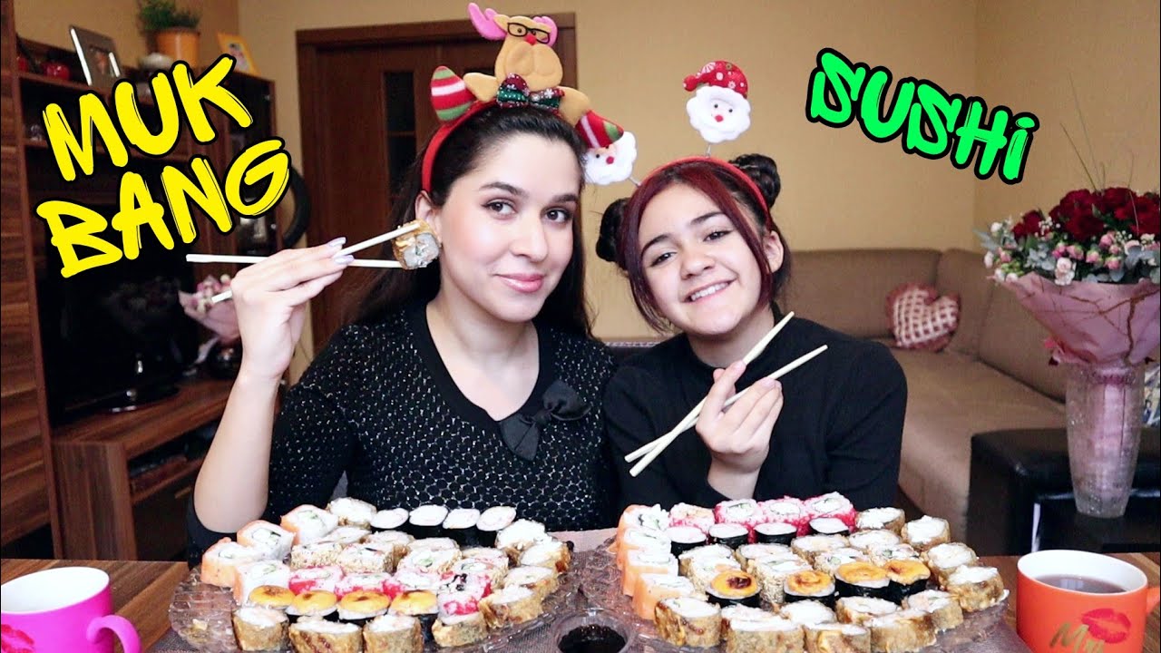 70 СУШИ/РОЛЛОВ/КТО СЪЕСТ БОЛЬШЕ?/ПРЕДНОВОГОДНИЙ МУКБАНГ #mukbang #AskFatima