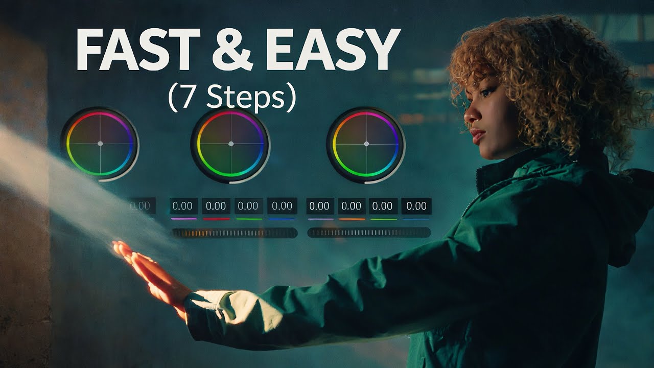 How To Color Grade Fast in DaVinci Resolve 2026: Beginner Step-by-Step (7 Easy Steps)