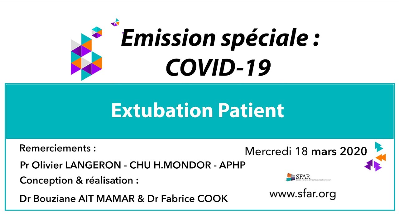 #COVID19 - Tuto Extubation - SFAR