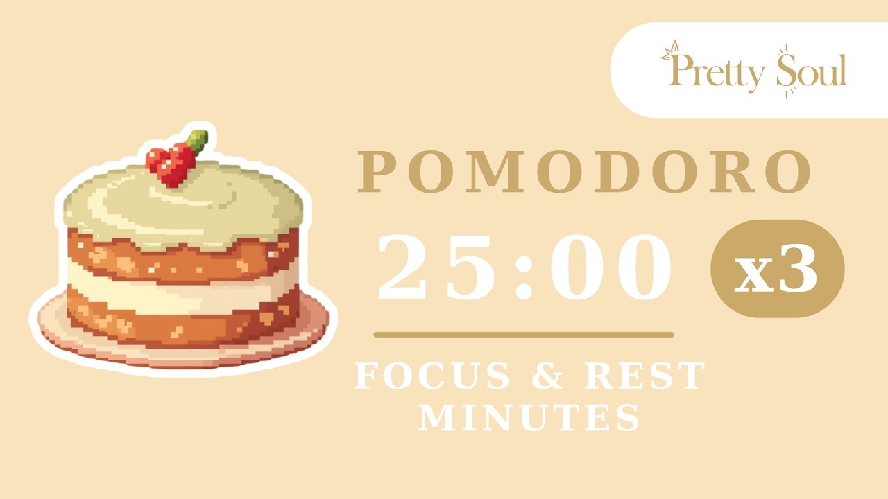 Pomodoro Timer 25/5 Matcha Cake Aesthetic Productivity  ☕🌱
