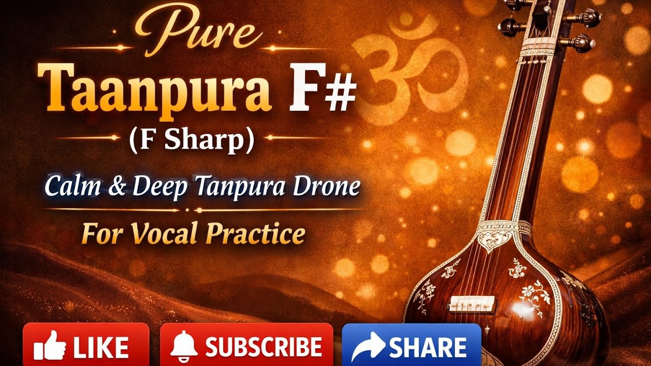 Pure Taanpura F# (F Sharp) | Calm & Deep Tanpura Drone for Vocal Practice