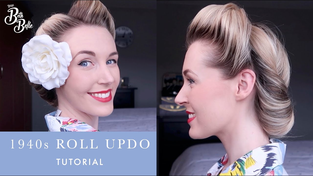 1940s Roll Updo Tutorial for LONG HAIR to shoulder-length hair | Miss Beth Belle ❤️
