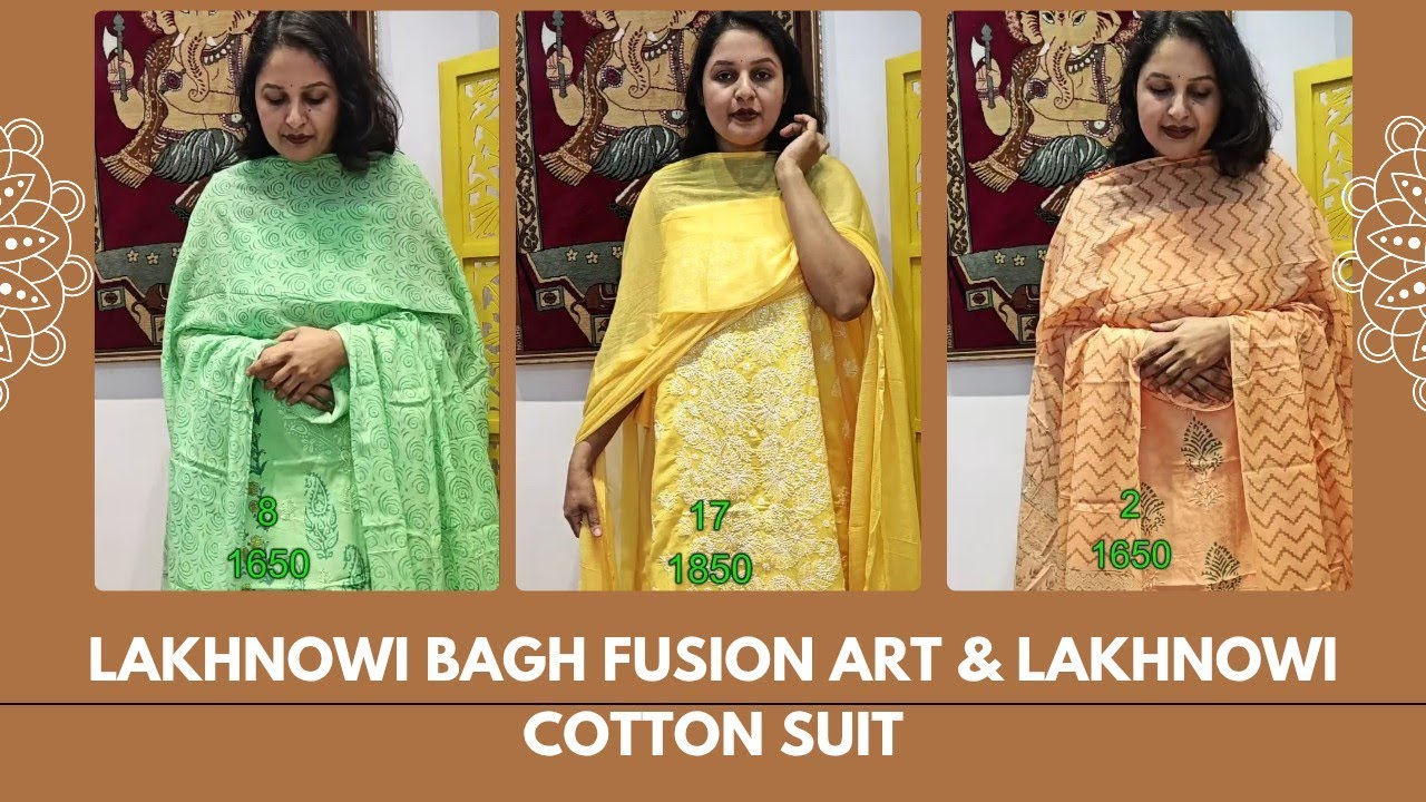 LAKHNOWI BAGH FUSION ART & LAKHNOWI COTTON SUIT @9992958156