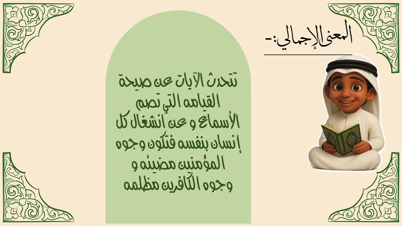 سورة عبس (٣٣-٣٧) الصف الرابع