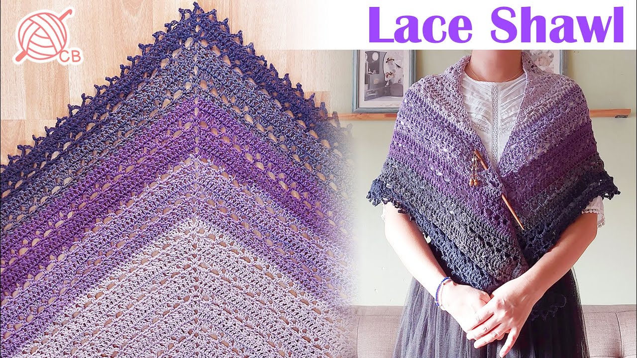 [ENG Sub] 1 Skein Lace Shawl - Chal Triangular Elegante y Fácil- Easy Triangle shawl for Beginners