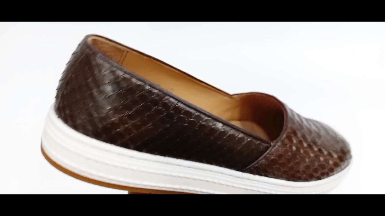 Brown Alexander Snake Leather Slip-On Sneakers