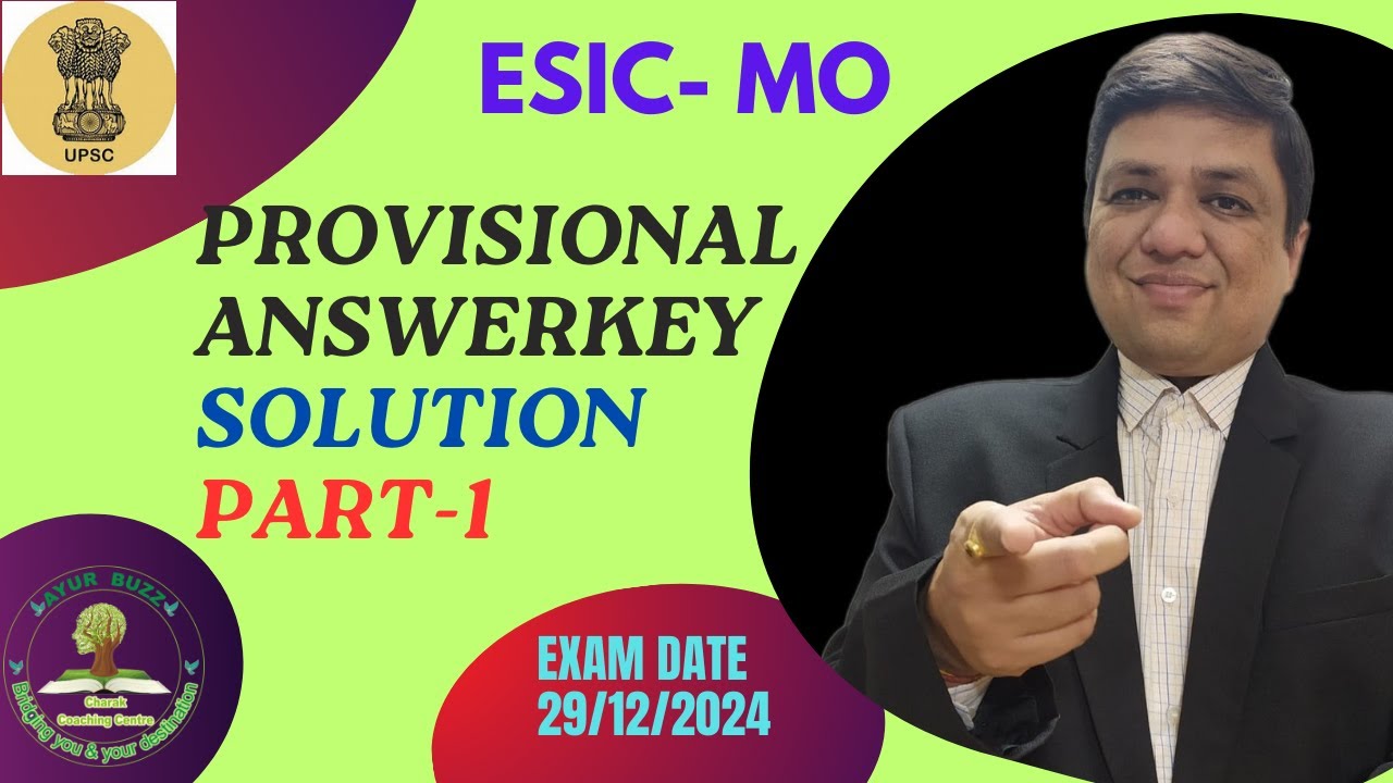 ESIC PAPER SOLUTION PART 1 #ESIC #aiapget2025 #GPSC #ayurveda #AYURBUZZ #VDDHAVAL #prepg #answerkey