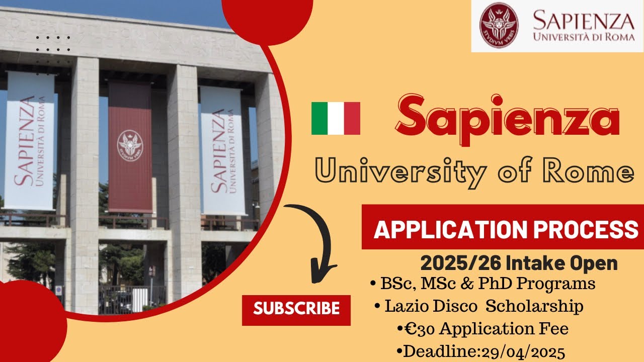 SAPIENZA UNIVERSITY OF ROME 2025 APPLICATION PROCESS|SCHOLARSHIPS, JOBS, TUITION| STUDY IN ITALY
