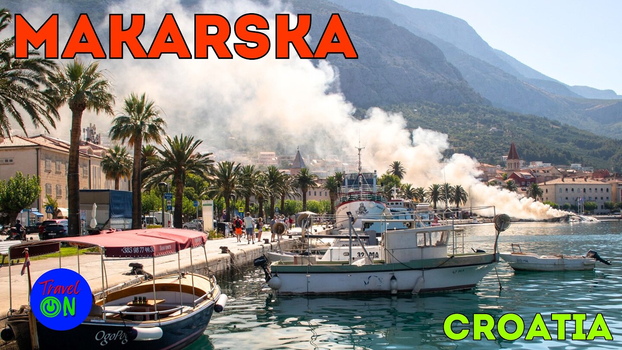 Walking along Makarska Riviera.Fire on a yacht 29.06.24