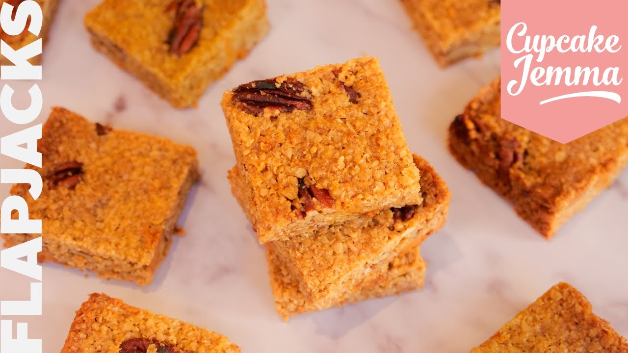 Caramelised White Chocolate & Pecan Flapjacks Recipe & Tutorial | Cupcake Jemma