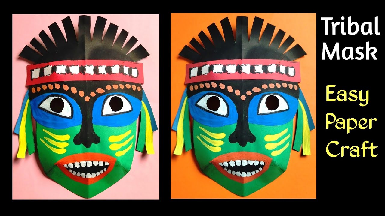 Tribal Mask Paper Craft. African Mask Craft. Craft Showpiece. #schoolCraft #tribalMask #ckArtDesign