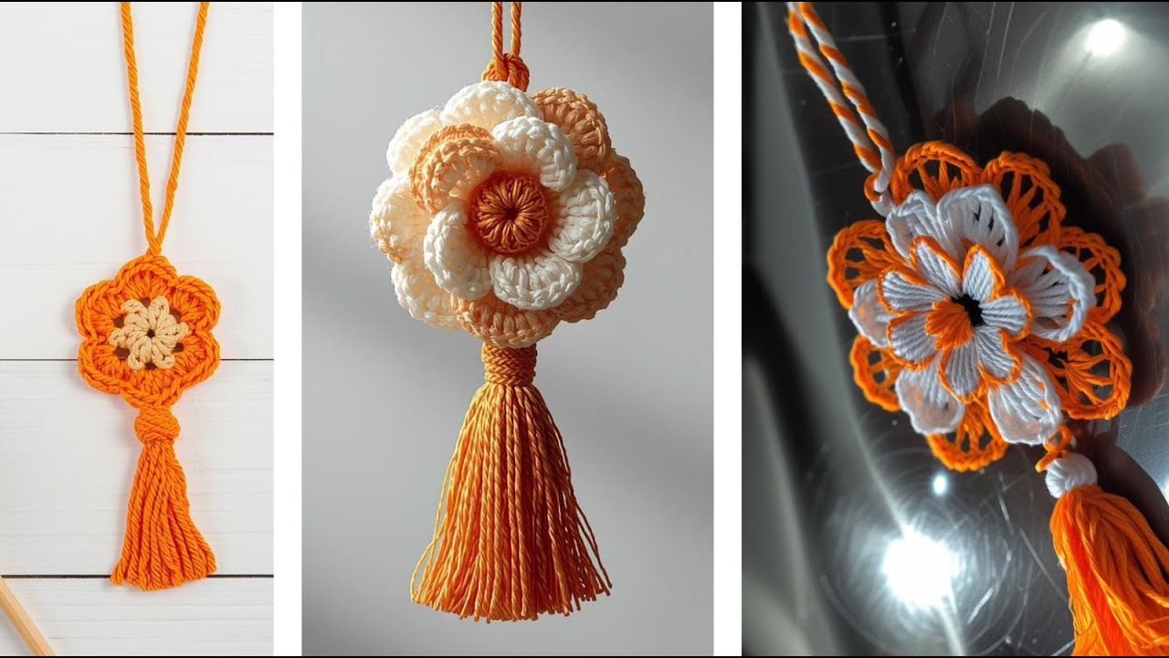 O Pingente de Crochê que Deixa sua Bolsa com Cara de GRiFE! 🌺 (Flor + Tassel)