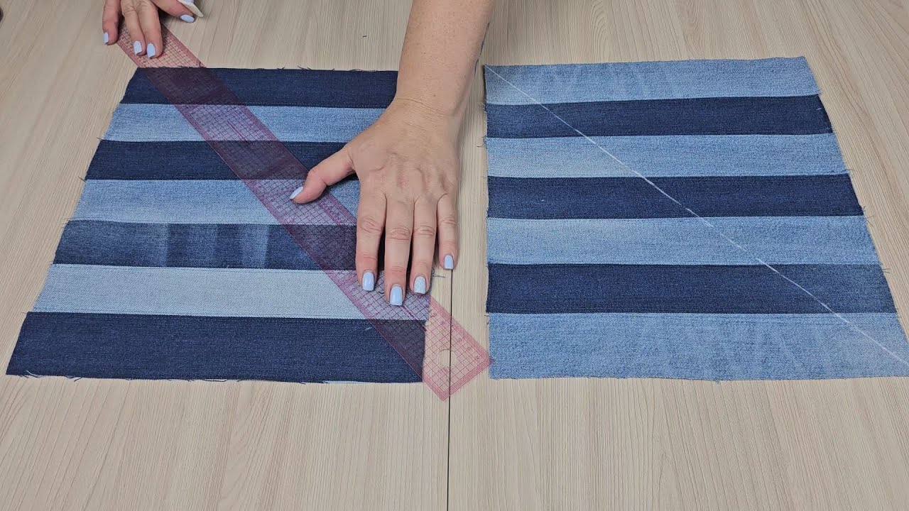 ✂️Переработка джинсов: красивая наволочка на подушку своими руками💙