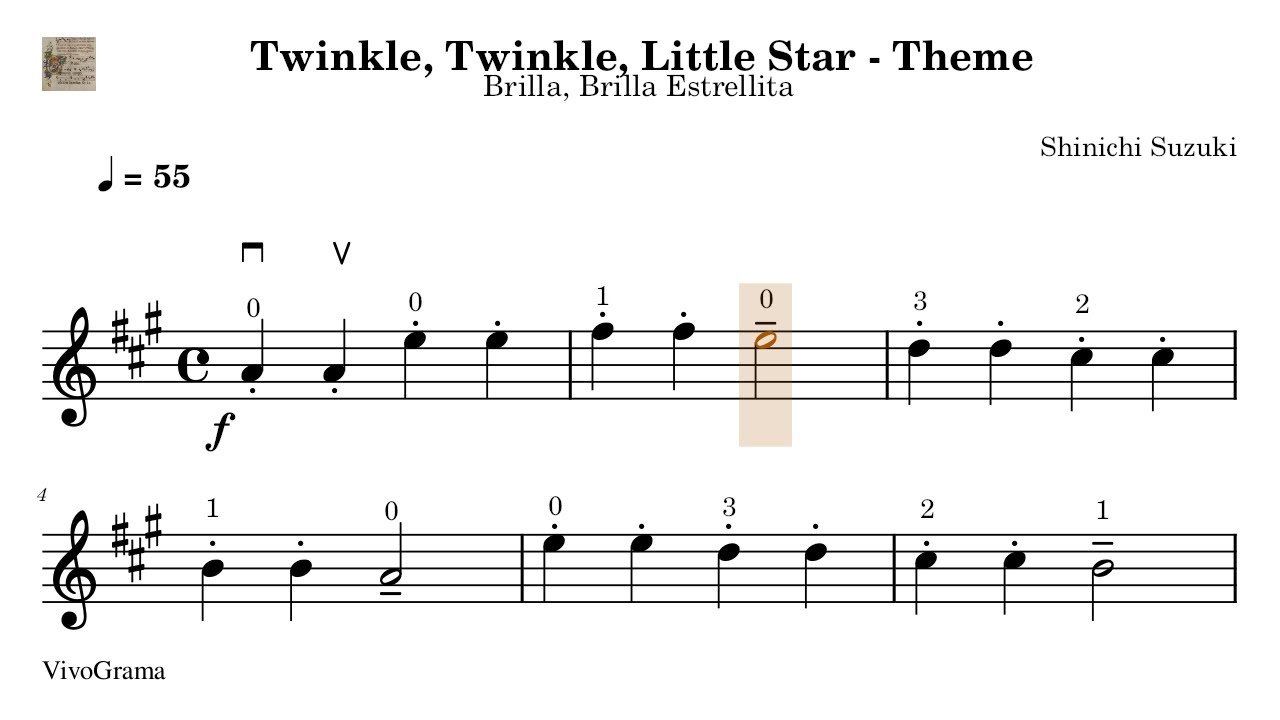 🎼 01. Twinkle Twinkle Little Star / Estrellita. Suzuki 1 Partitura Violín. Práctica Tempo Progresivo