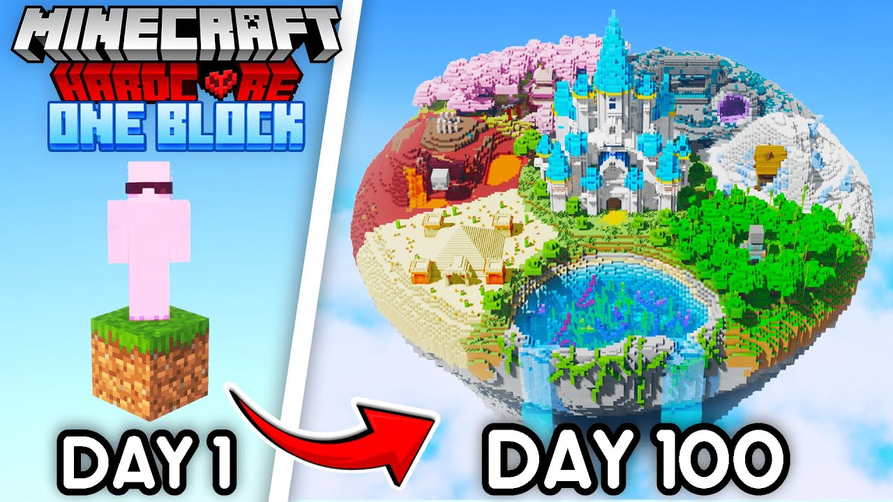 I Survived 100 Days on One Block in Minecraft Hardcore