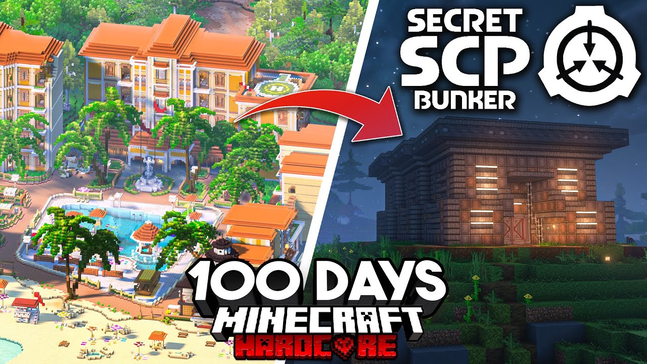100 Days Stranded with SCPs on a Tropical Island Resort in Minecraft Hardcore.