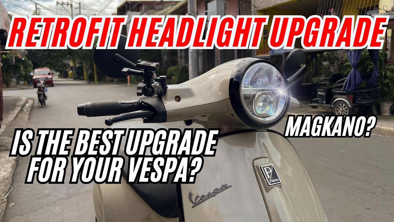 Retrofit projector headlight upgrade for Vespa Primavera and Vespa Sprint. #motovlog #vespa