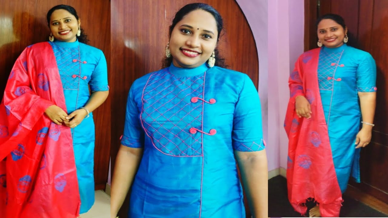 Polo Neck Partywear Churidar Cutting And Stitching /Polo neck coller Cutting and stitching