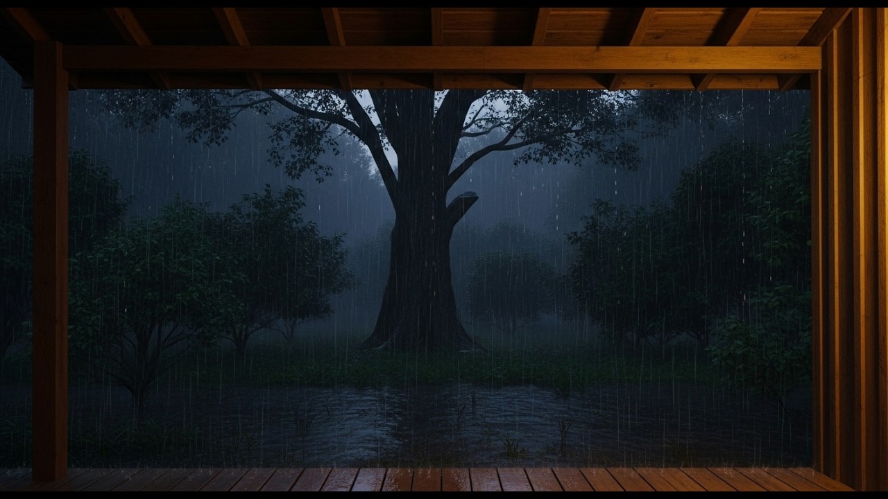 No Ads Rain Sounds for Sleeping 🌧️ Cozy Porch Rain at Night | Deep Sleep & Insomnia Relief
