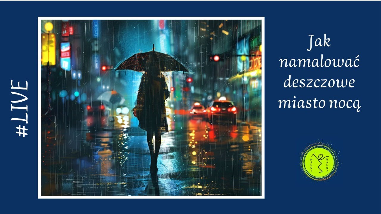 JAK NAMALOWAĆ DESZCZOWE MIASTO NOCĄ / krok po kroku / #art #acrylicpainting #painting #malarstwo