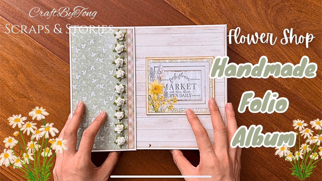 Handmade Large Trifold Folio Album Showcase | Flower Shop