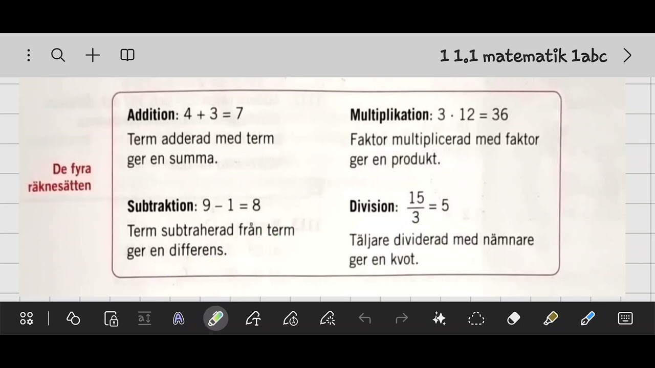 Matematik 5000+1abc  sida 11              1.1 Repetition av räkneregler 