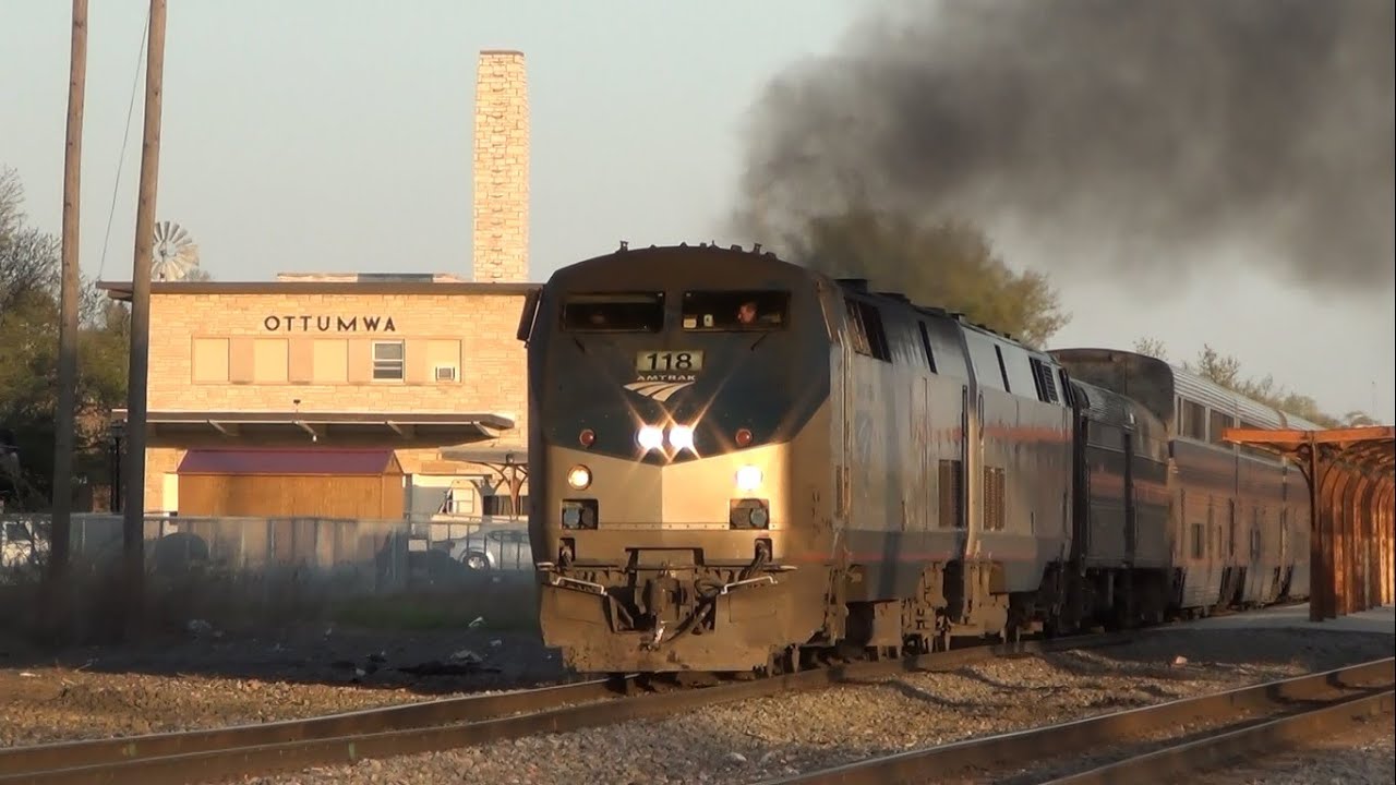 Amtrak's California Zephyr Arriving and Departing Ottumwa, IA 4/28/15