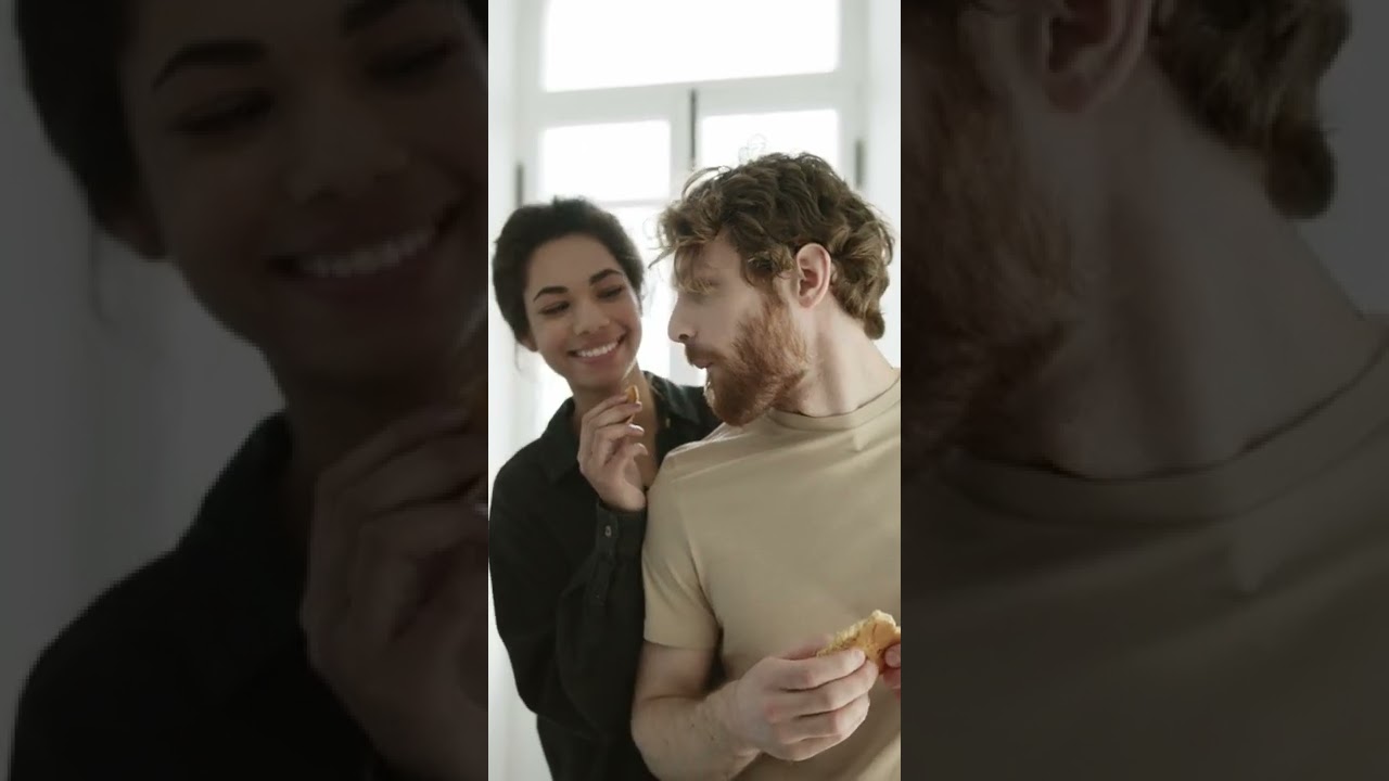 FREE STOCK VIDEO - 4K - A Couple In Love Sharing A Pancake