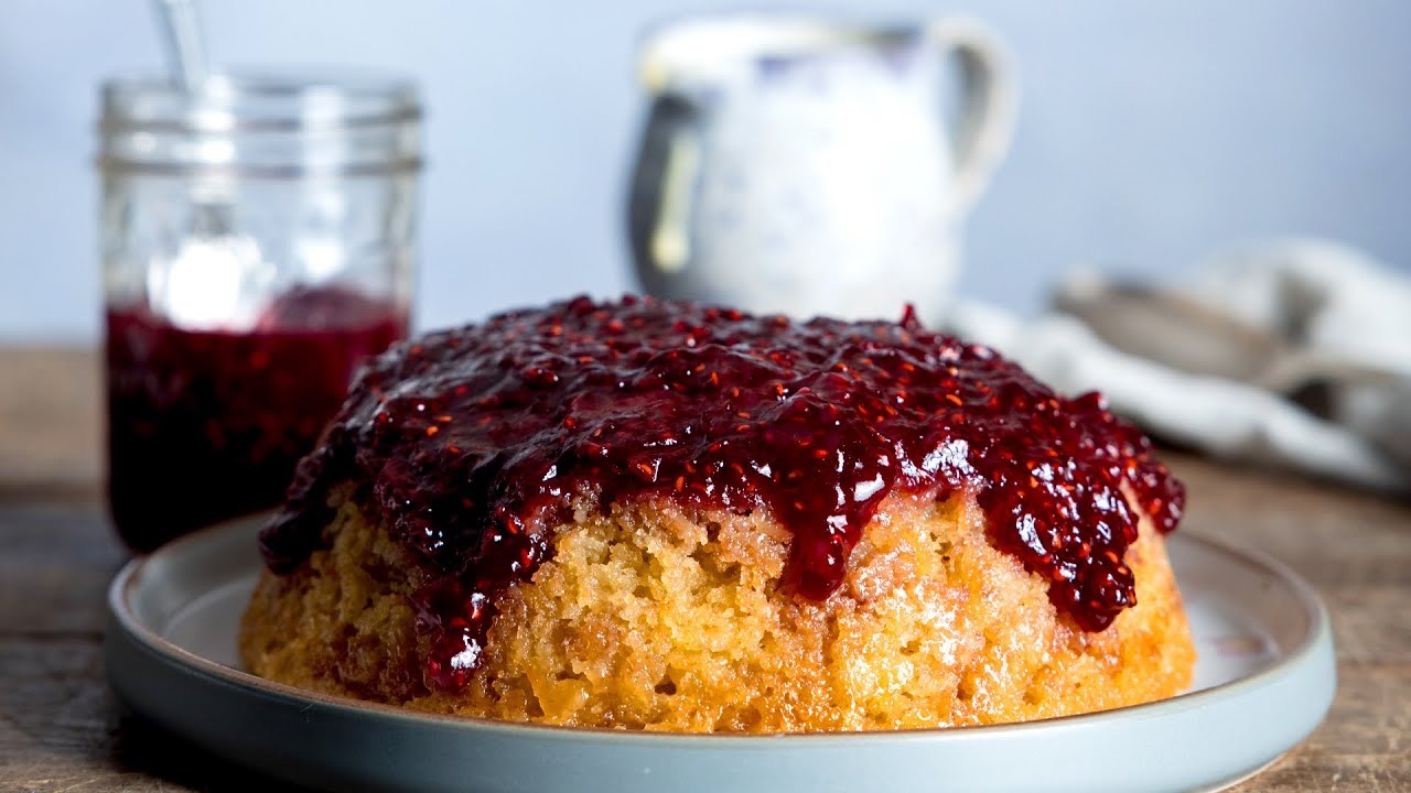 Easy Slow Cooker Jam Sponge Pudding