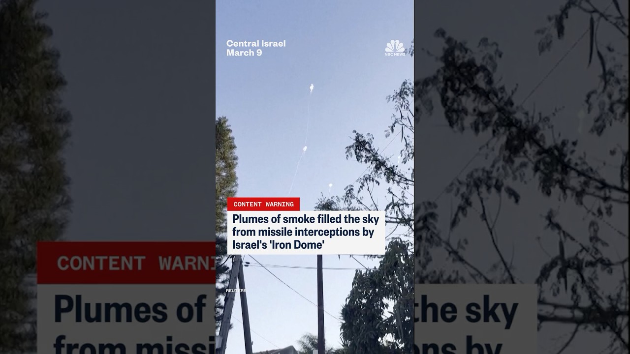 Plumes of smoke filled the sky from missile interceptions by Israel's 'Iron Dome'