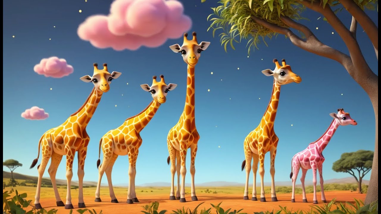 Five Little Giraffes Stretch Stretch Stretch | Safari Counting & Growing Songs