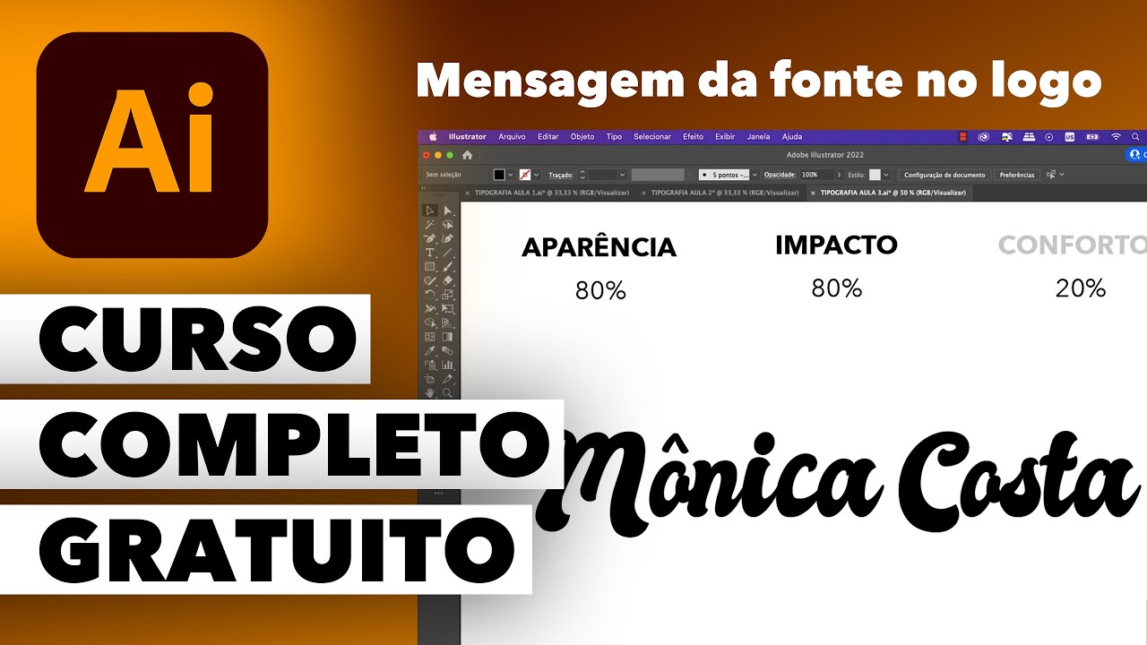 Mensagem da fonte no logotipo | Curso Illustrator completo gratuito 2025