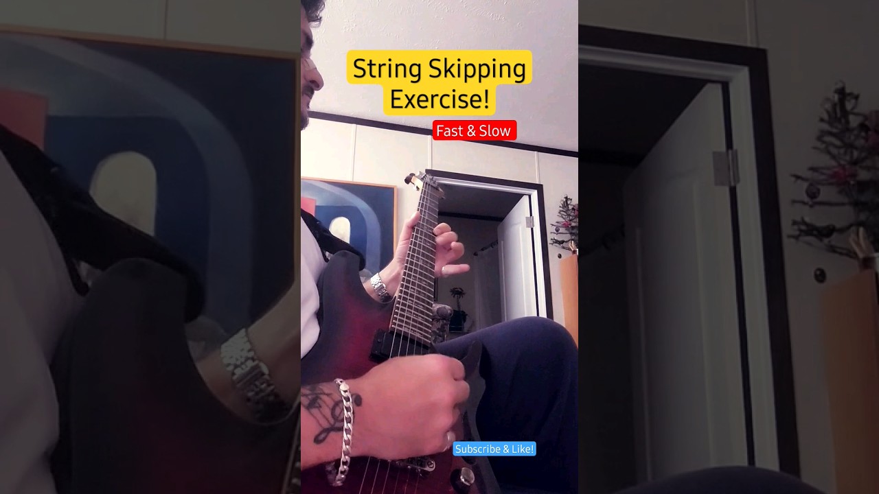 String-Skipping Shred Lesson! (fast & slow) 🔥🎼 #shorts #guitarsolo #guitarlesson #shredding #guitar