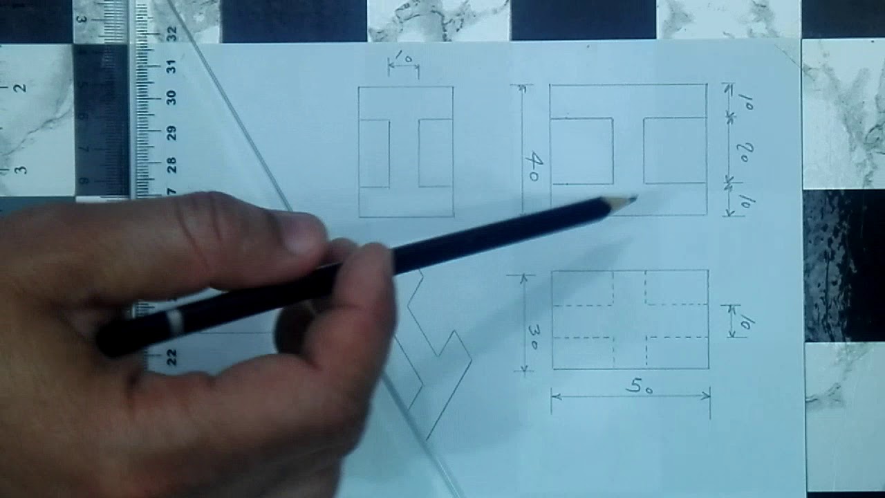 رسم المنظور الهندسي (الإيزومتري) من تجميع المساقط الثلاثة