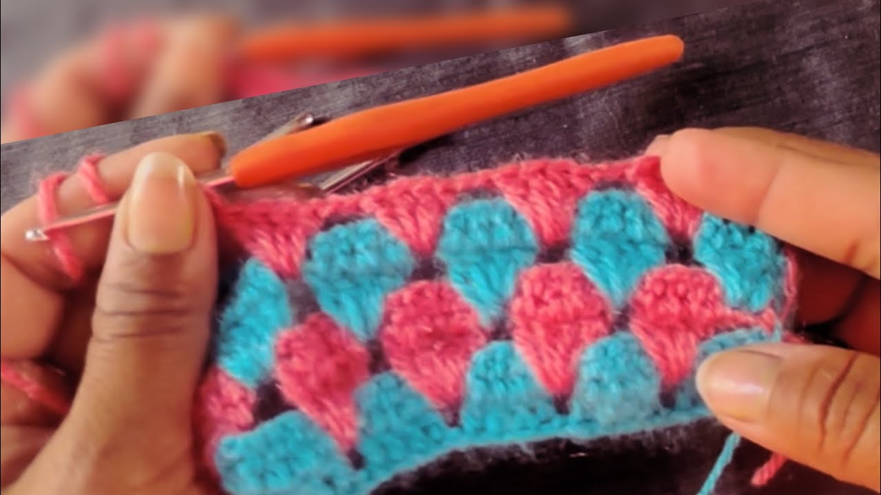 Double colour pattern with crochet 🧶 #crochet #pattern 