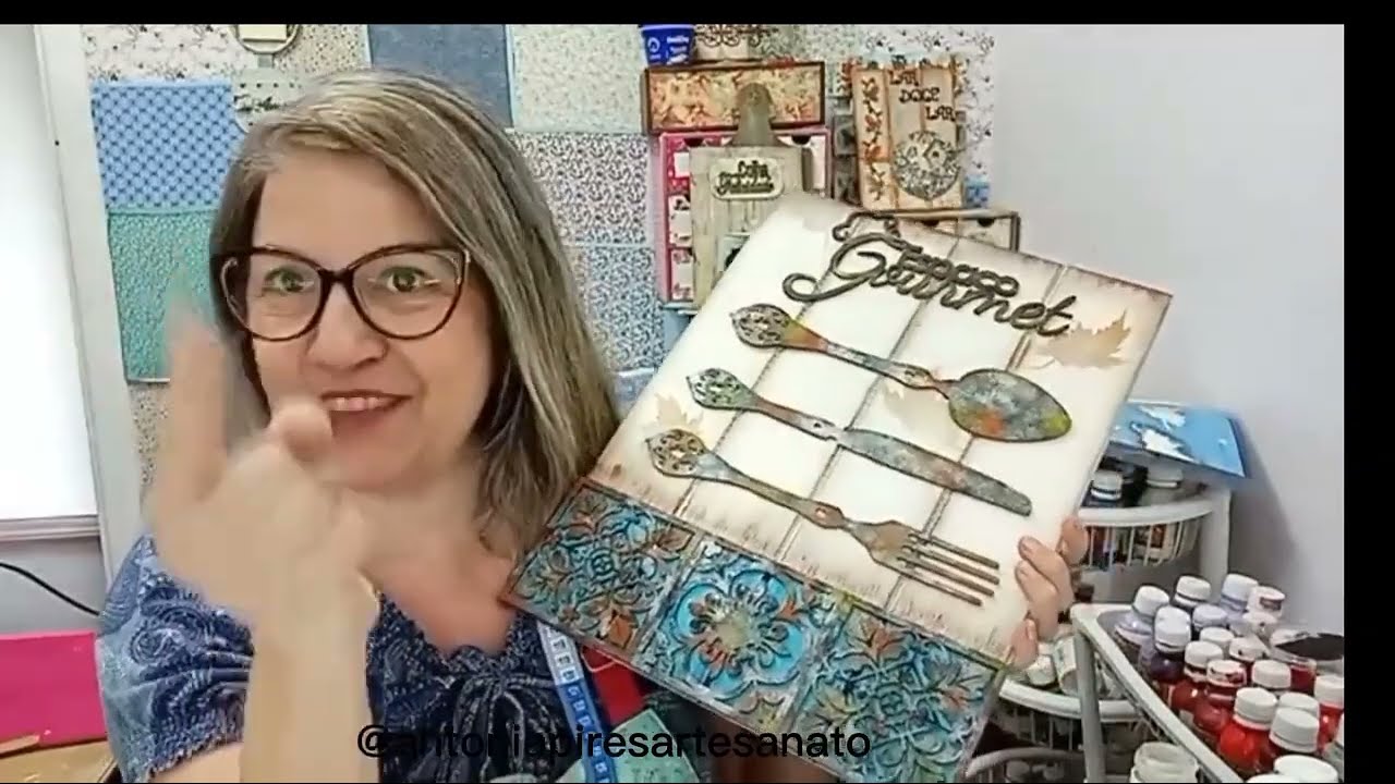 DIY Quadro de MDF Decorado - V&iacute;deo R&aacute;pido com Passo &agrave; passo - COMO FAZER