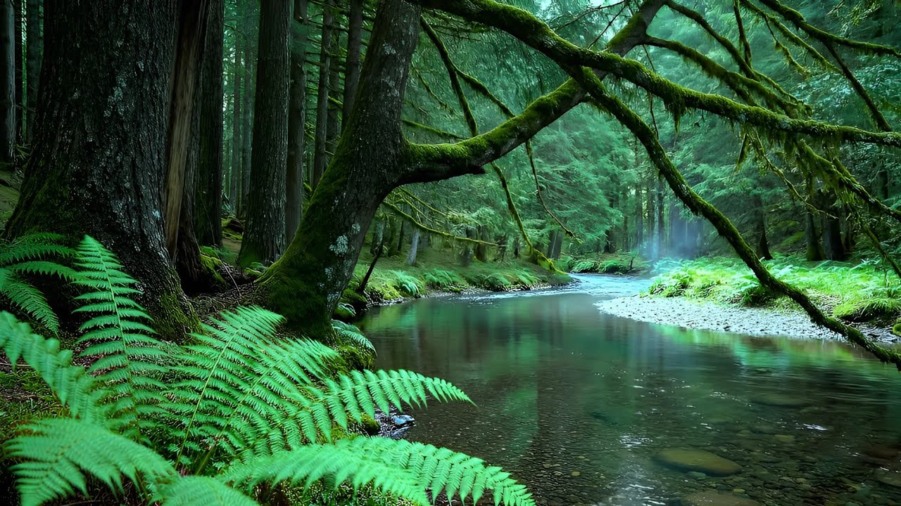 Calming Forest Ambience Birds Singing Beautiful Stream Sounds for Medicine, Deep Sleepp, Study Focus