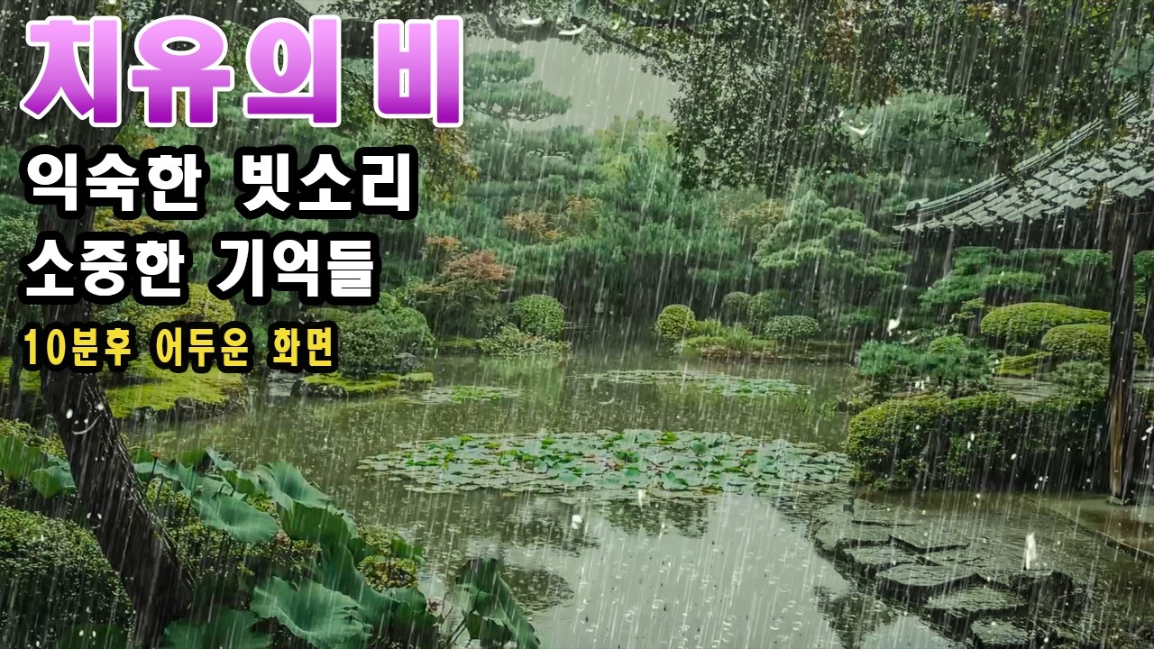 익숙한 빗소리, 잊고 지냈던 소중한 기억들 | 이명치료효과 | 10분후 화면꺼짐